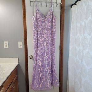 Camille La Vie Sequin Embellish Lace Up Mermaid Prom Dress